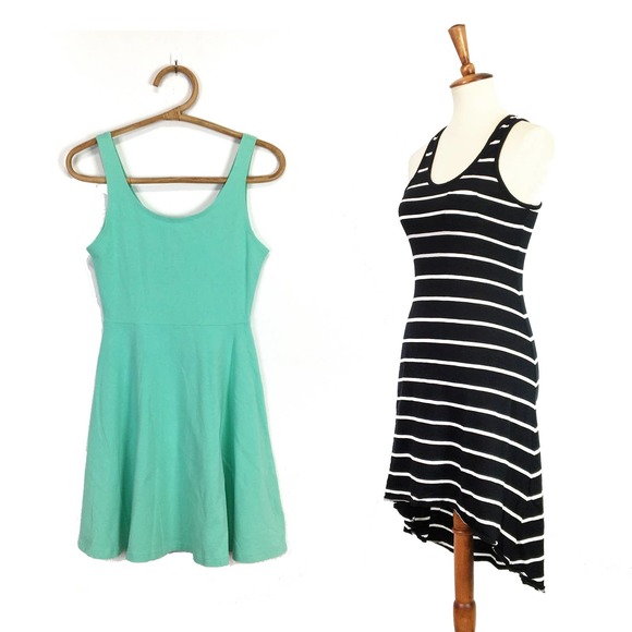 Express dress bundle black white green sundress stretchy size small - Picture 1 of 9